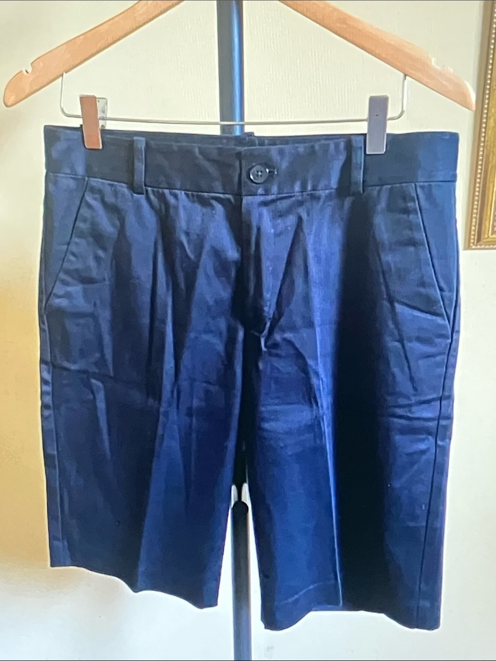 Ralph Lauren Navy Pleated Cotton Shorts